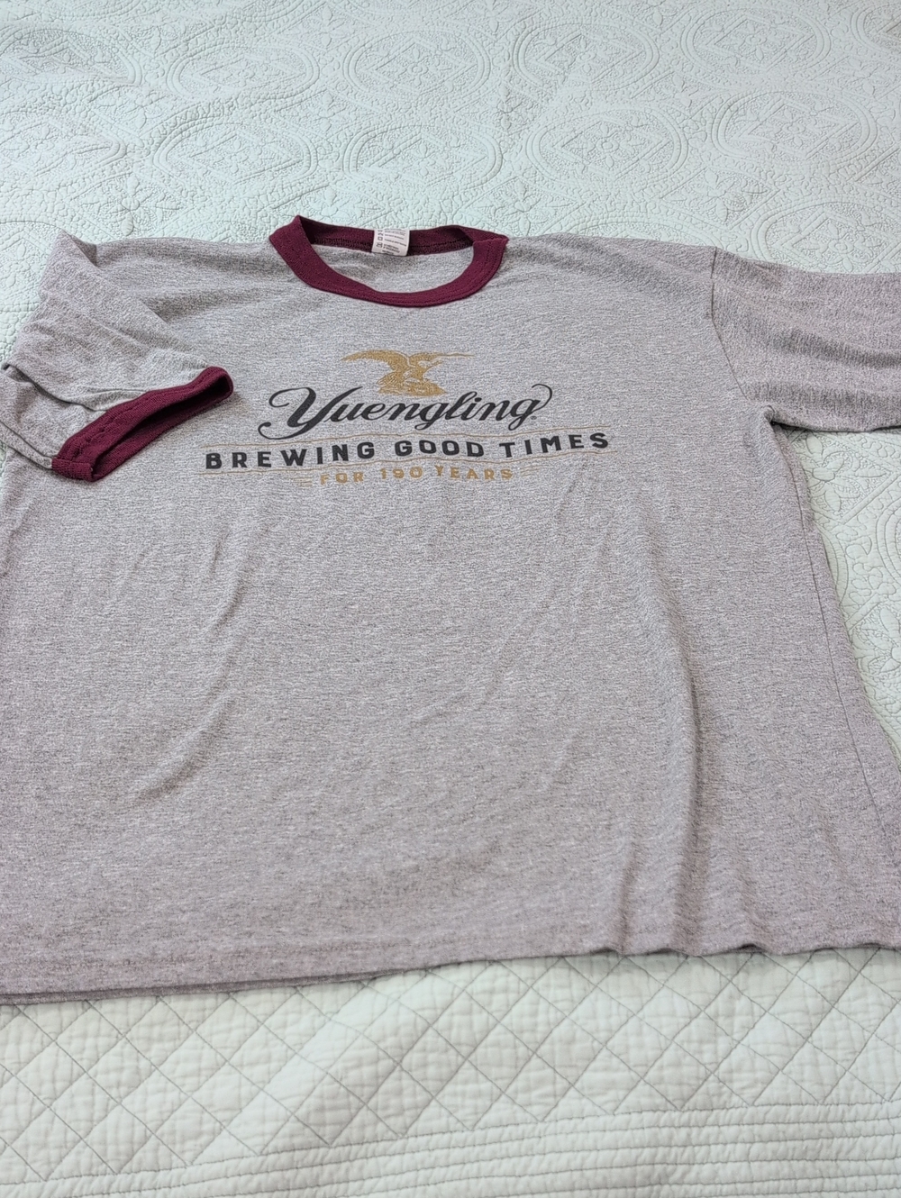 Augusta Sportswear Yuengling Heather Gray Tee with Maroon Trim